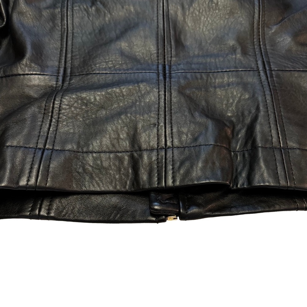 GILI Leather Black Moto Jacket Coat Size 4 Gold Hardware Pockets Zippers NEW - Picture 16 of 16